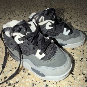 Jordan Kids Gray and Black Retro Basketball Sneakers